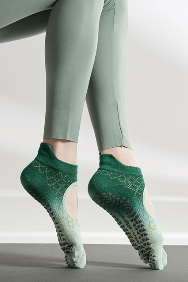 Women's Ombre Mesh Yoga Grip Five-Toe Socks