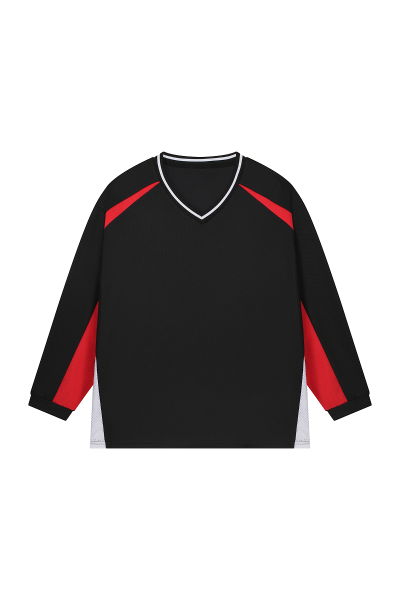Men's V-Neck Color Block Breathable Mesh Panel Sports Jersey