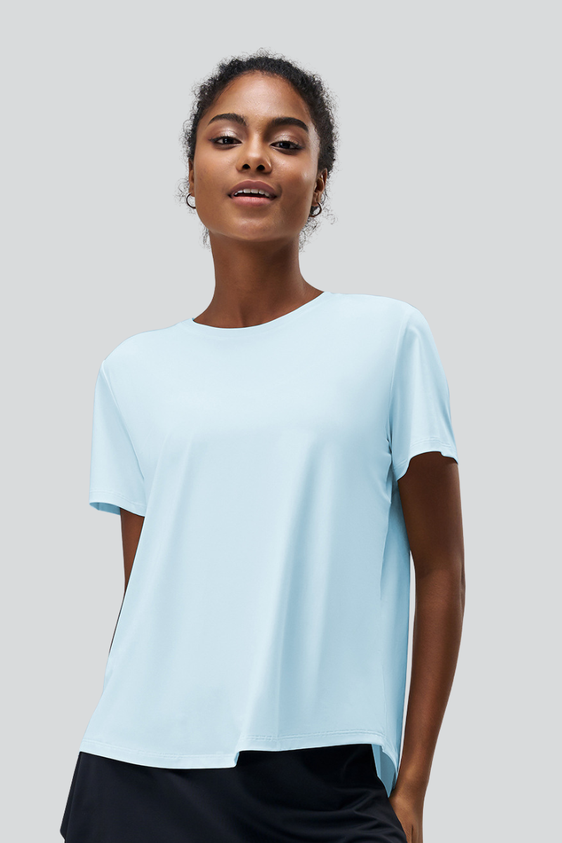 Women's Summer Back Slit Cooling Yoga Sports T-shirts