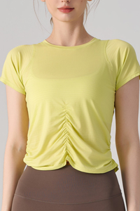 Women's Ruched Side Slim Raglan Sleeves  Athletic T-shirt