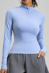 V-shaped mesh long-sleeved top