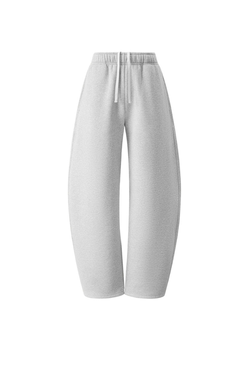 Unisex Fall Streetwear Curved Wide-Leg Fleece Sweatpants