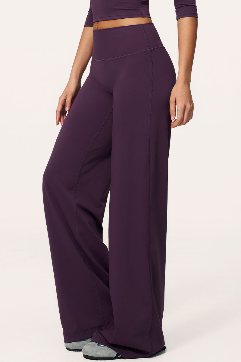 Women's High Waist V-Seam Butt Lifting Draped Wide Leg Pants