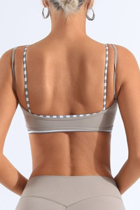 Women's Striped Contrast Double Thin Strap Two-Piece Look Bra