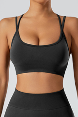 Women's Athletic U-neck Cross Back Spaghetti Straps Bra