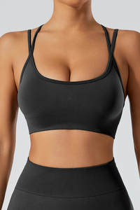 Women's Athletic U-neck Cross Back Spaghetti Straps Bra