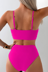 Women's Sexy Twist-Front Cross-Waist Solid Bikini