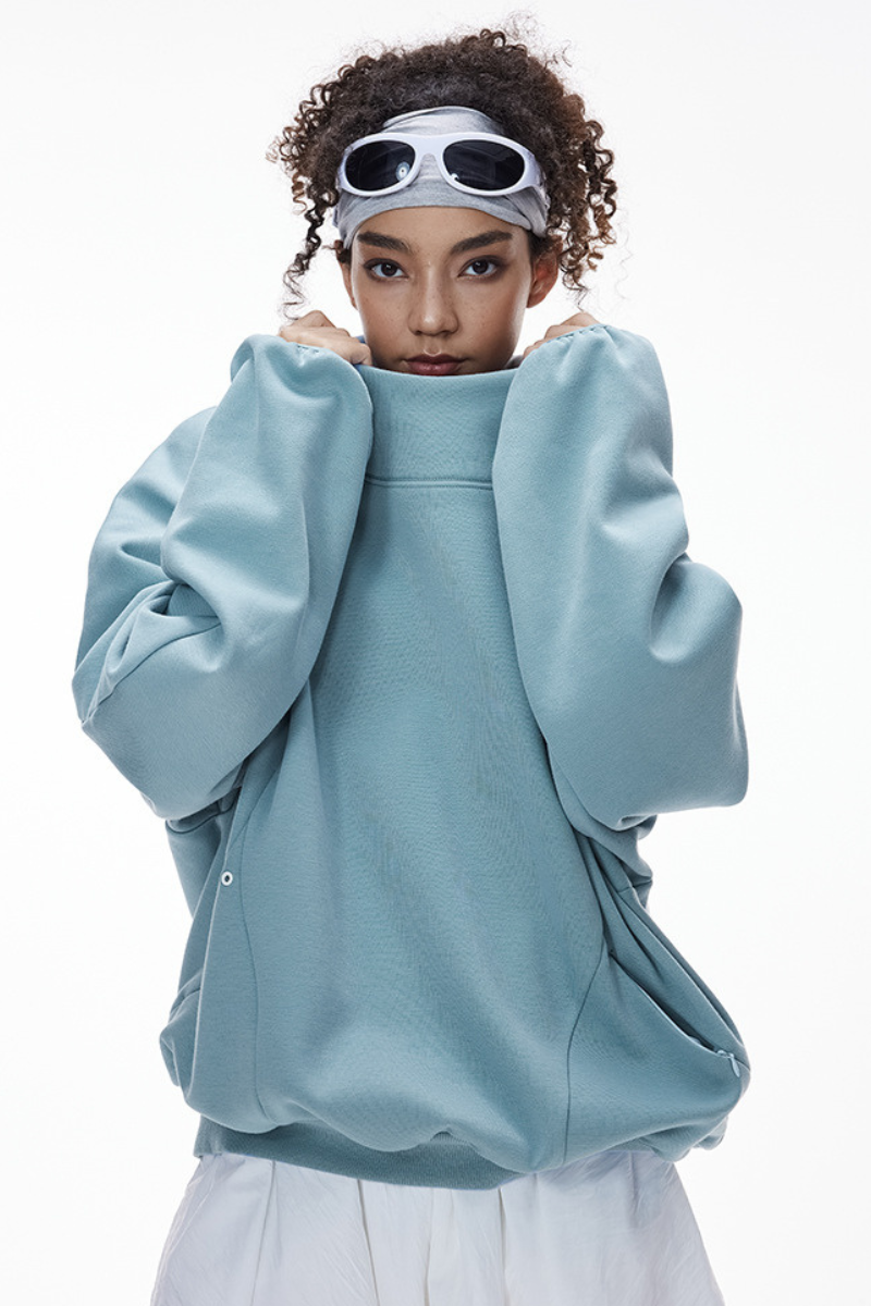 Women's Fall Fleece Drawstring Hem Zipper Pocket Hoodie