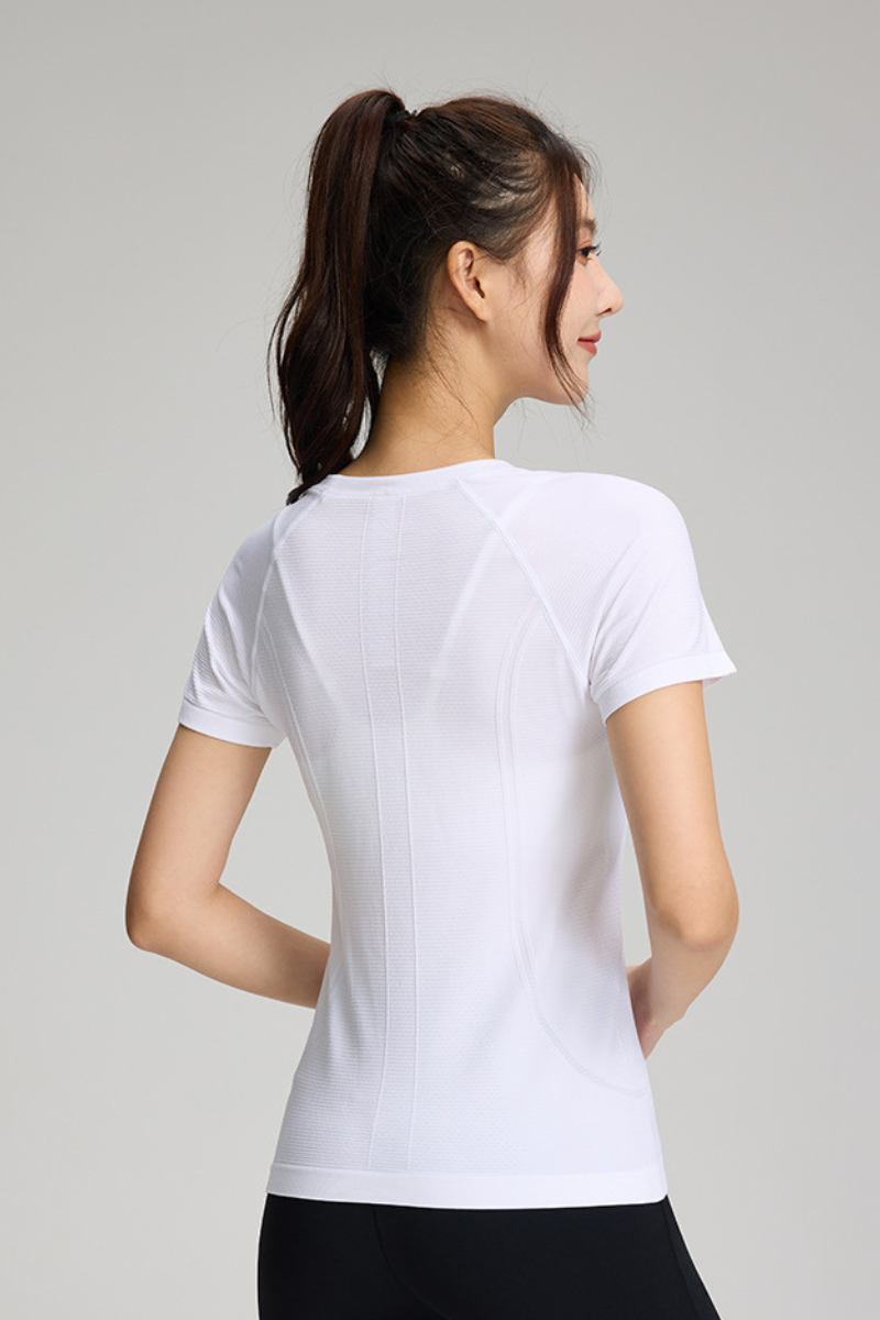 Women's Summer High-Elasticity Slim Solid Sports T-shirt
