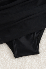 Women's Halterneck Pleated Side Tie Cut Out Solid Swimsuit