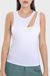 Women's Nude Feel Yoga Top - Sexy Cut-Out Strap Fitness Tank
