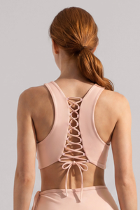 Women's Athletic Cross Tie Back Padded Sports Yoga Bra