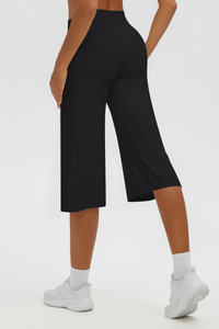 Women's Brushed Mid Waist Wide Leg Capri Yoga Pants