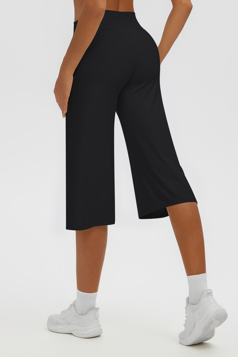 Women's Brushed Mid Waist Wide Leg Capri Yoga Pants