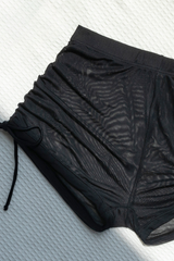 Women's Side Tie Ruched Mesh Swim Shorts