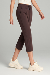 Women's Spring Drawstring Waist Pocket Capri Sports Pants