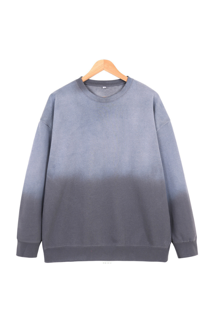 Unisex Fall Vintage Gradient Drop Shoulder Pullover