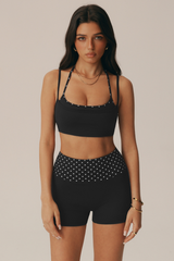 Women's Fake Two Piece Polka Dot Bra & High Waist Shorts Set
