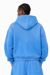 Men's Streetwear Washed Paint Splatter Waffle Hoodie
