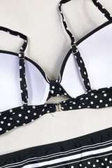 Women's High Waist Bikini - Polka Dot Patchwork Tight Fit