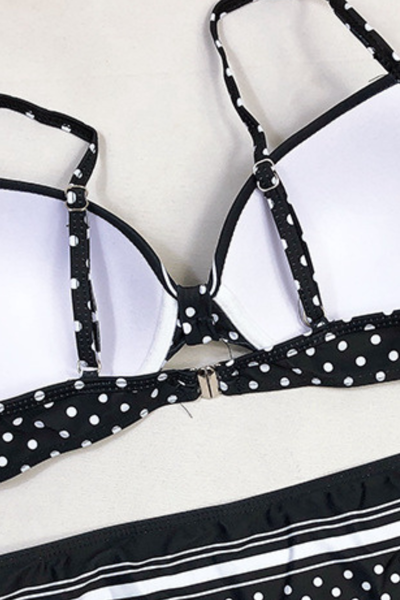 Women's High Waist Bikini - Polka Dot Patchwork Tight Fit