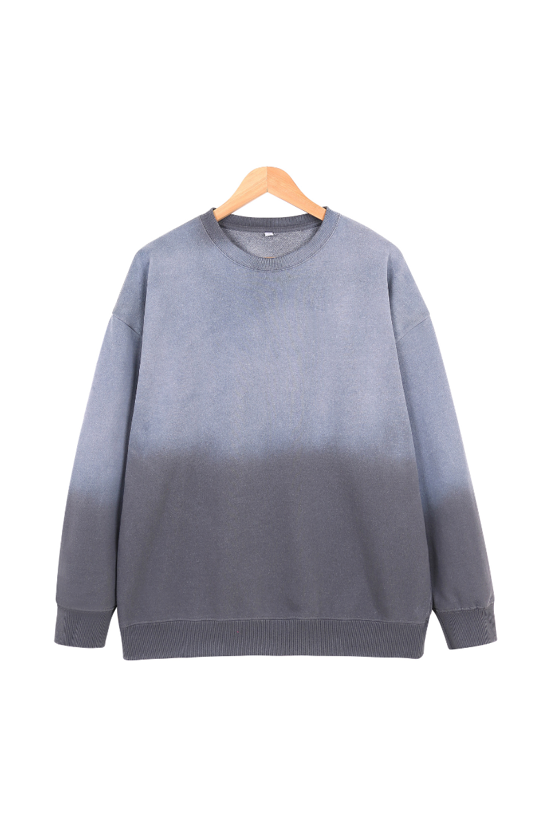 Unisex Fall Washed Vintage Gradient Crew Neck Sweatshirt