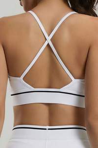 Women's Deep‑V Halter Crisscross Back Sports Yoga Bra