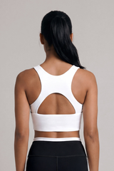 Women's Color Block Wide Strap Back Cutout Sports Bra