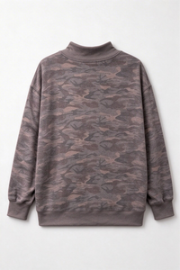 Women's Loungewear Camo Long Sleeve Mock Neck Sweatshirt