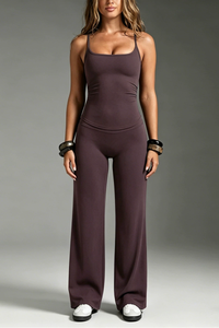 Women's Yoga Tank Top Straight Wide Leg Pants Two Piece Set