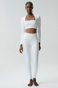 Women's Petal Long Sleeve Crop Top And Leggings Two-Piece Set