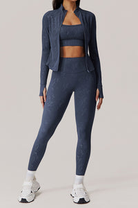 Women Gold Foil Fabric Sports Jackets + Yoga Sports Leggings