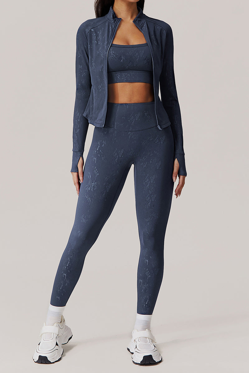 Women Gold Foil Fabric Sports Jackets + Yoga Sports Leggings