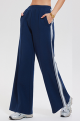 Women's Athletic Color-Blocked Straight-Leg Pants