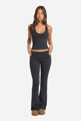 Women's Athletic Set:Halterneck Tank Top And Flare Pants