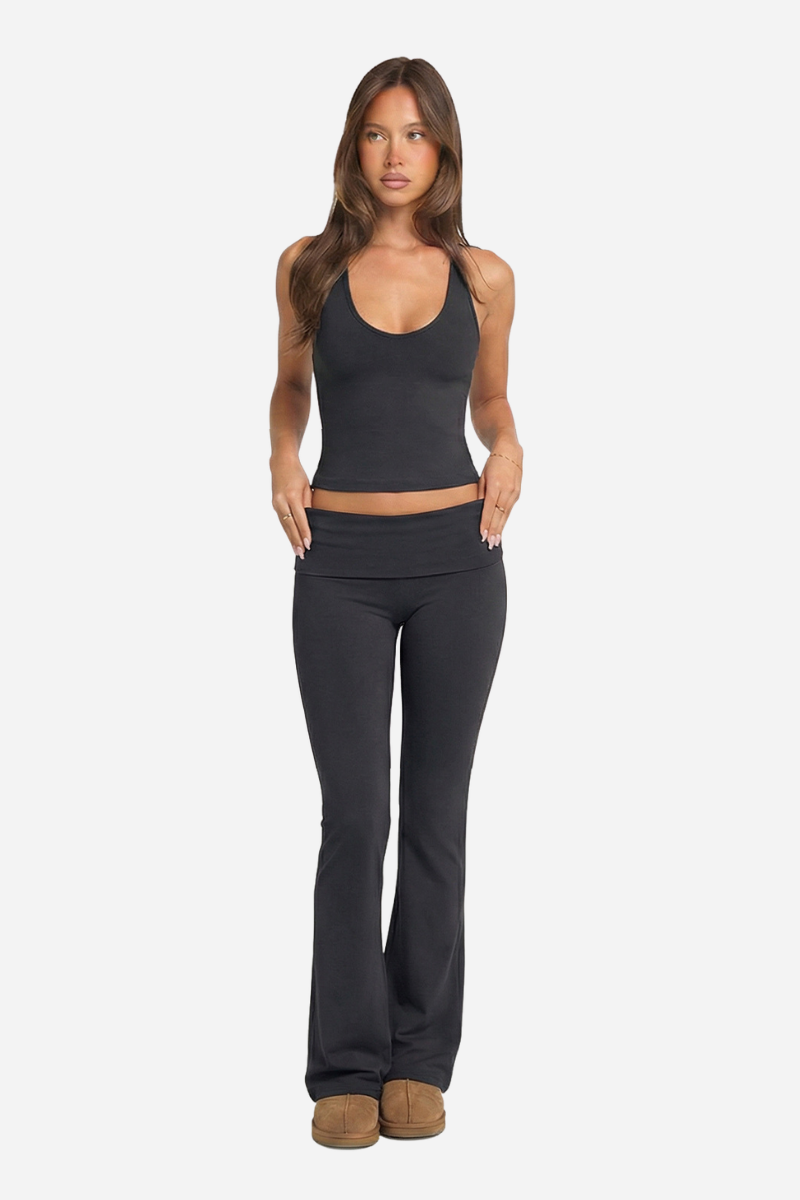 Women's Athletic Set:Halterneck Tank Top And Flare Pants