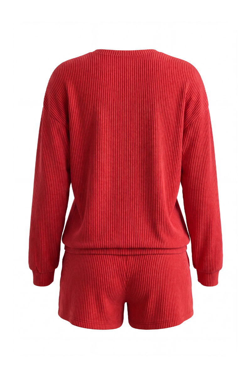 Women's Christmas Sets: MERRY Letter Pullover And Shorts