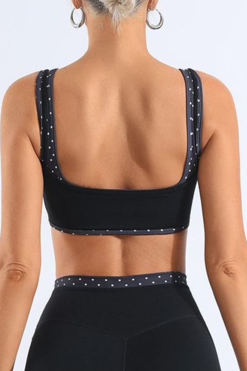 Women's Polka Dot Colorblock Two-Piece Look Wide Strap Bra