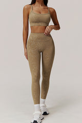 Women Gold Foil Fabric Sports Leggings