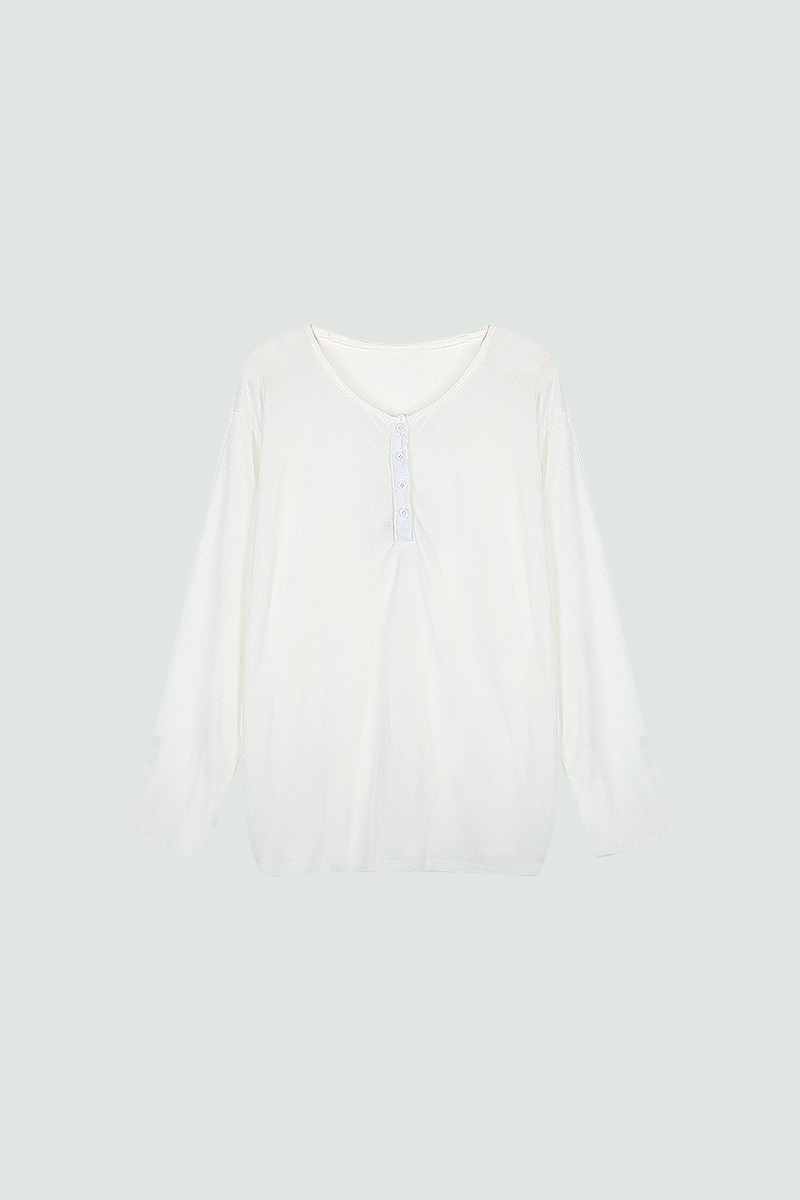 Women's Spring Outdoor Sheer Henley V-Neck Long Sleeve Top