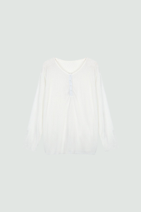 Women's Spring Outdoor Sheer Henley V-Neck Long Sleeve Top
