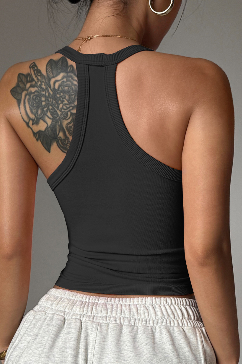 Women's Ribbed V Neck Racerback Slim Fit Tank Top