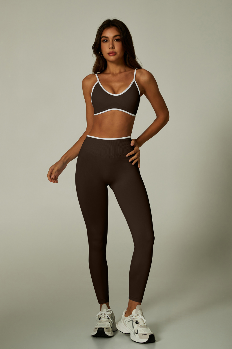 Women's Seamless Set:V-neck Bra And High Waist Leggings