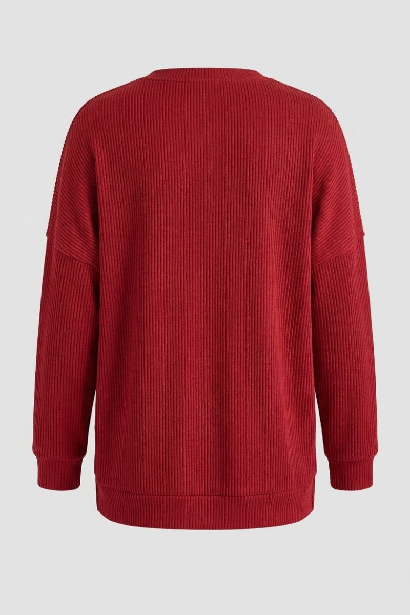 Women's Christmas Plaid Patchwork Long Relaxed Sweatshirt