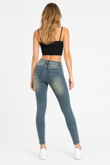 Women's Vintage Wash Stretch High Waist Skinny Jeans