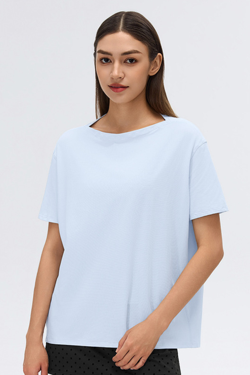 Women's Summer Lightweight Loose Fit Solid Sports T-Shirt