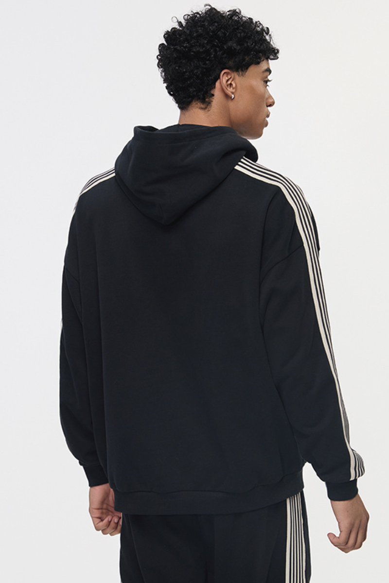 Men's 350g Color Block Side Stripe Ribbed Cuff Hoodie