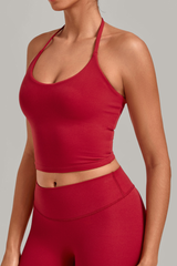 Women’s Athletic Halter Neck Padded Cropped Yoga Tank Top