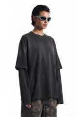 Women's  100% cotton Vintage Wash Gradient Relaxed Pullover