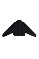 Women's Fall Boxy Cropped Stand Collar Quarter Zip Sweatshirt